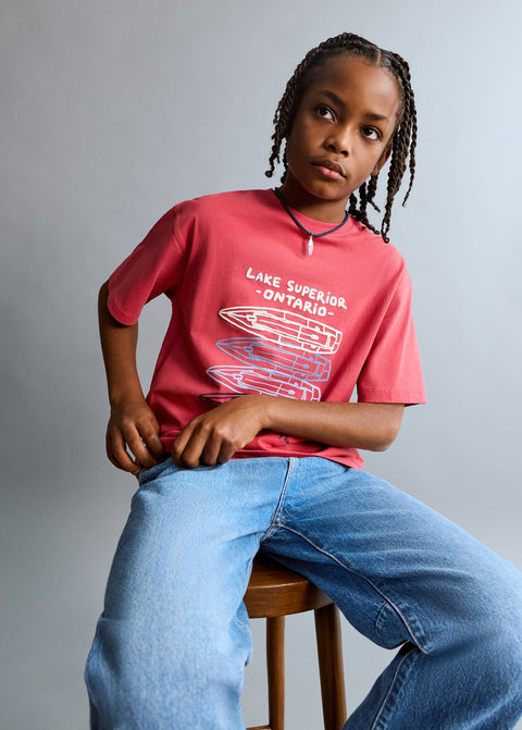 Mango t-shirt fbarcas in red