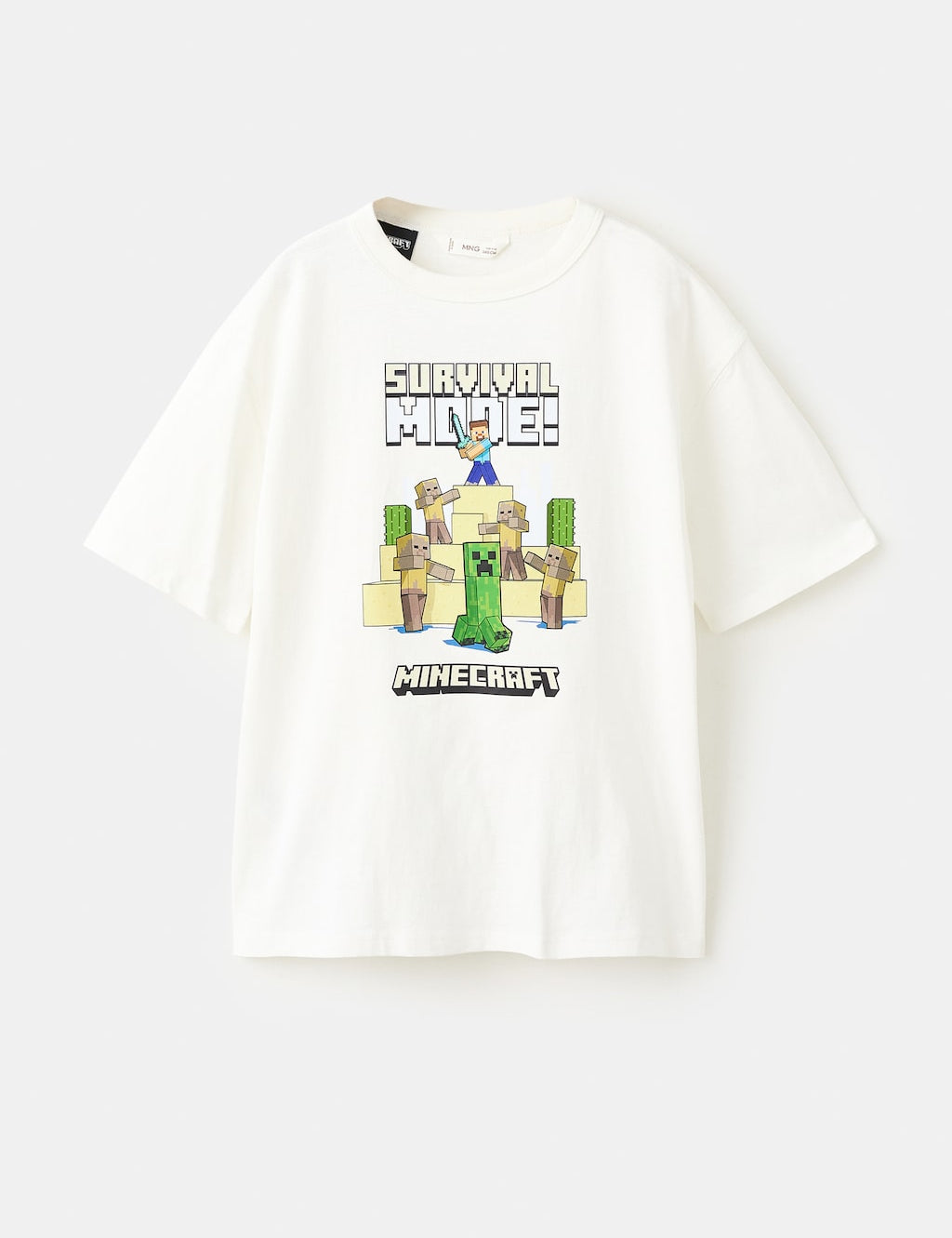 Mango t-shirt minecraw in off white - Image 1