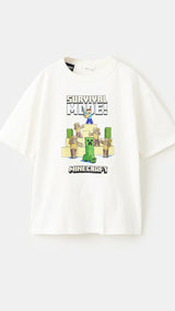 Mango t-shirt minecraw in off white - Image 1