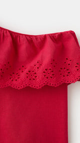 Mango t-shirt lace in red - Image 2