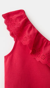 Mango t-shirt lace in red - Image 3