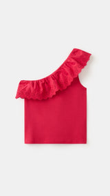 Mango t-shirt lace in red - Image 4
