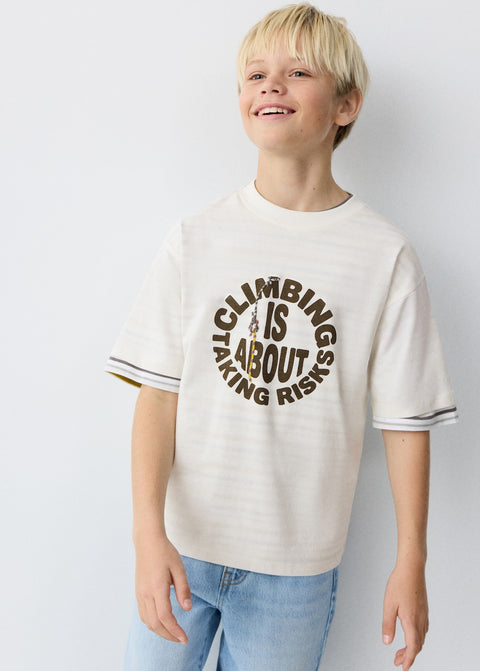 Mango t-shirt eclimb in off white