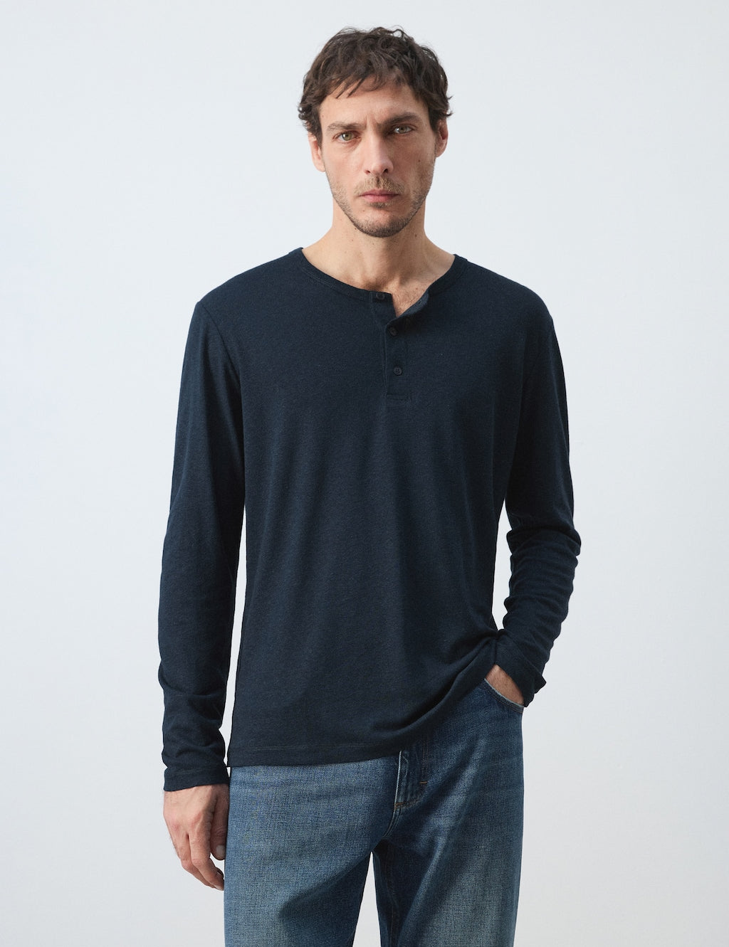 Mango t-shirt panaml in navy - Image 1