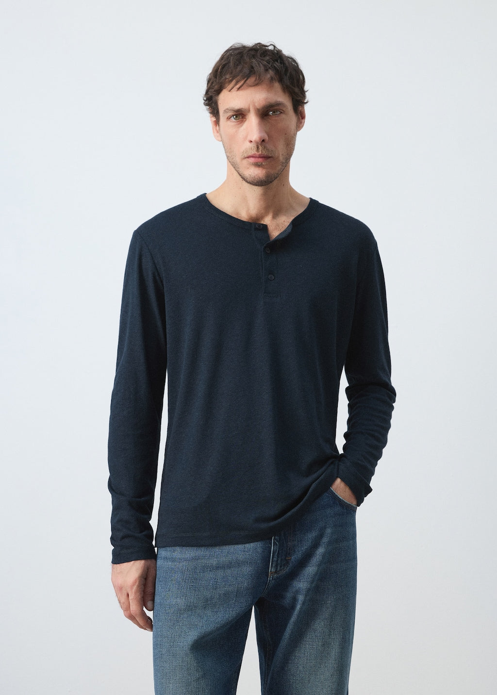Mango t-shirt panaml in navy - Image 1