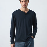Mango t-shirt panaml in navy - Image 1