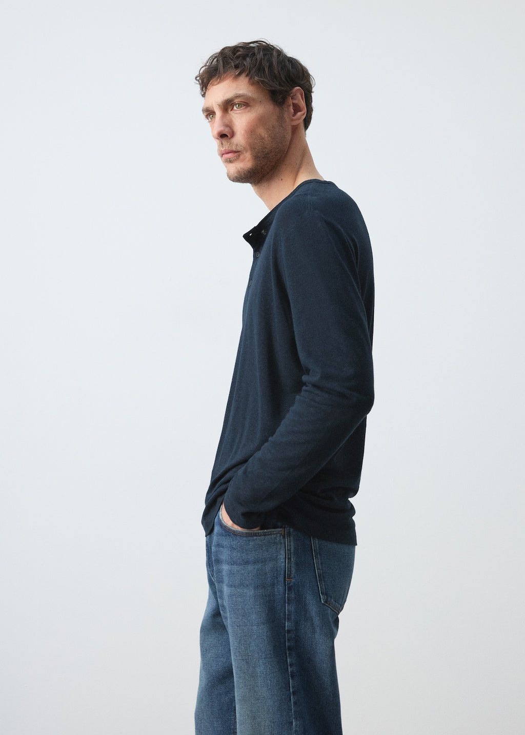 Mango t-shirt panaml in navy - Image 5