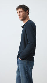 Mango t-shirt panaml in navy - Image 5