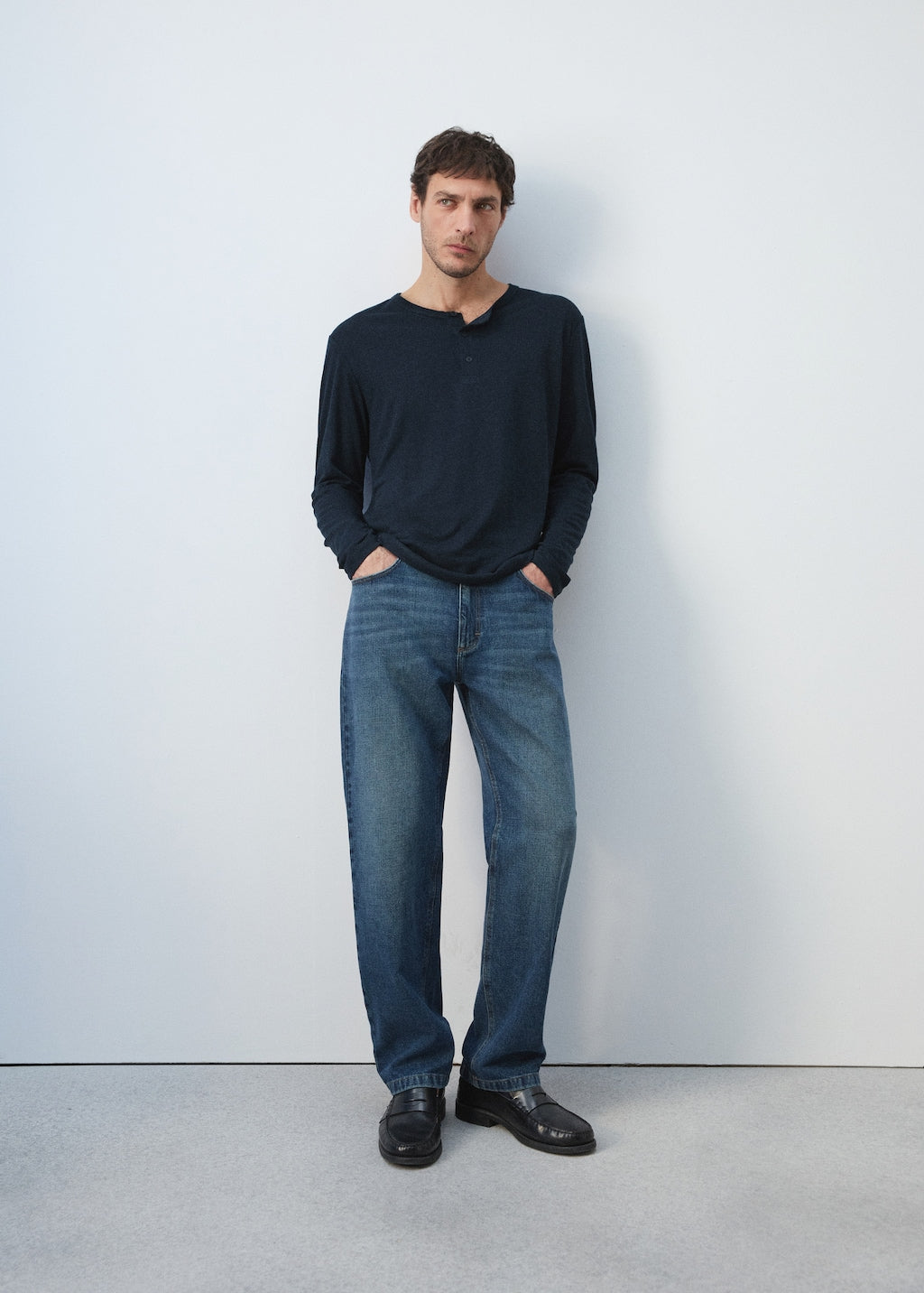 Mango t-shirt panaml in navy - Image 6