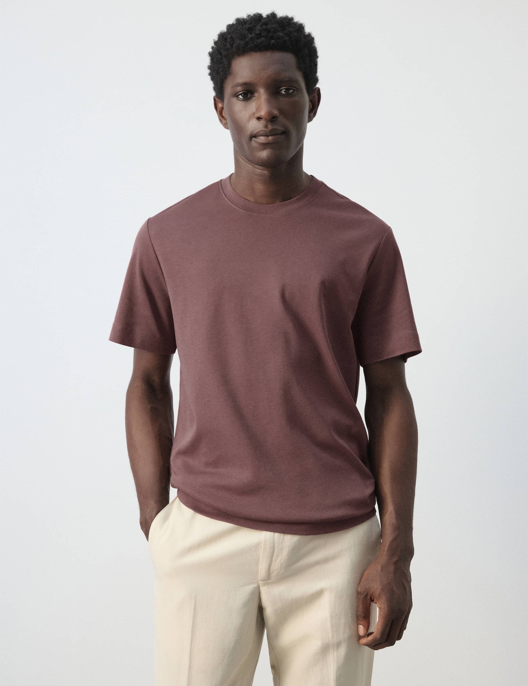 Mango t-shirt kimi in plum - 002