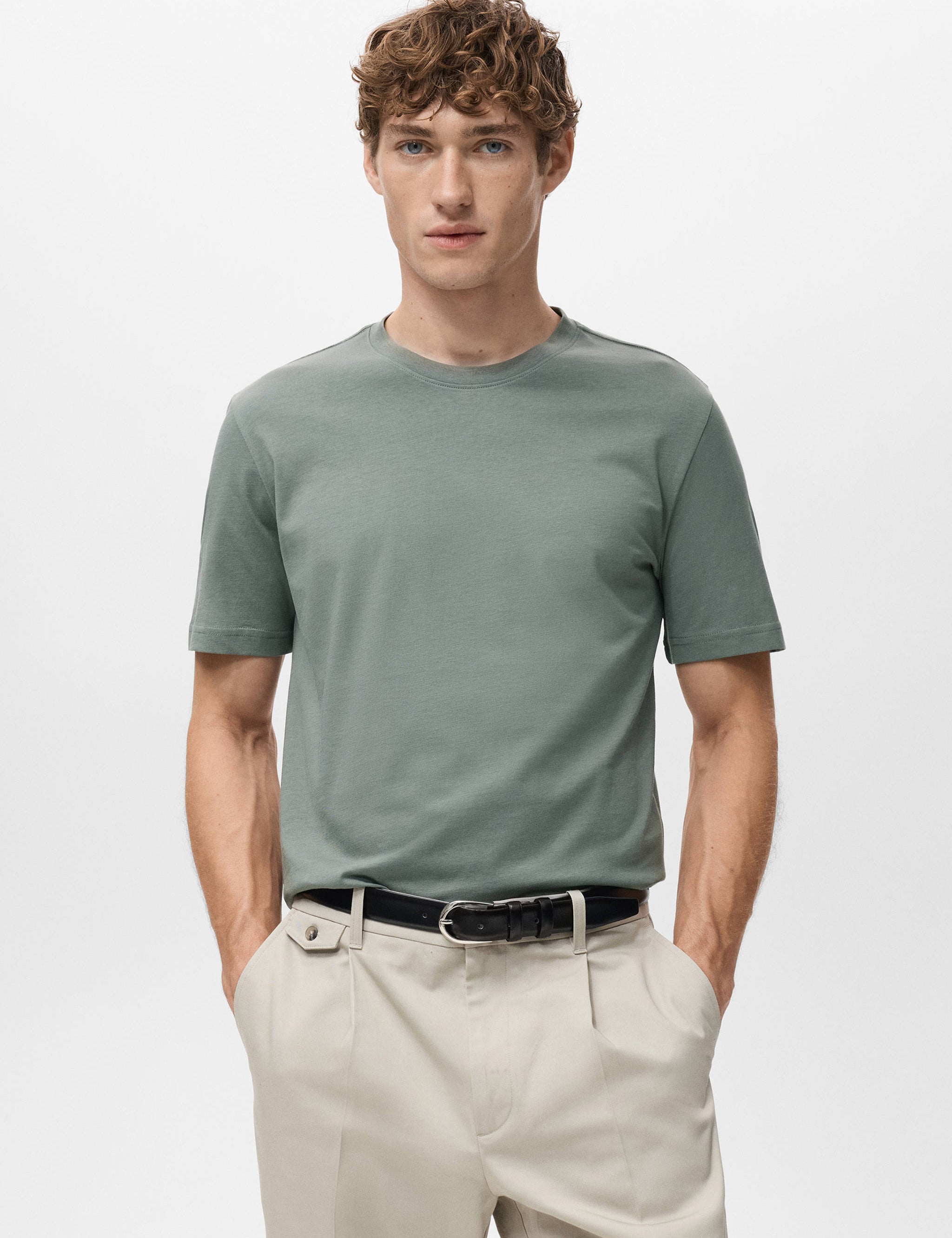 Mango t-shirt cherlo in moss - 002