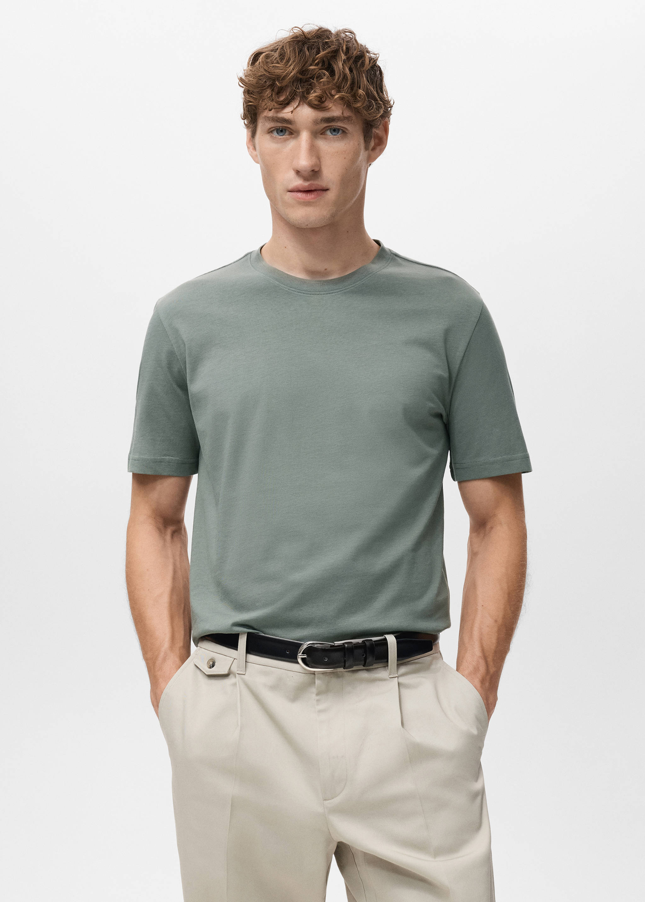 Mango t-shirt cherlo in moss - 002