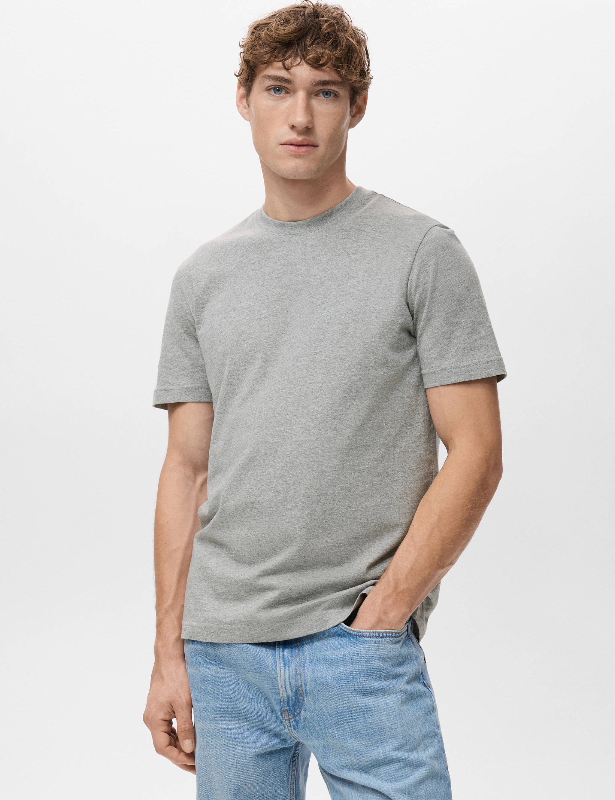 Mango t-shirt cherlo in light vigore grey - 002