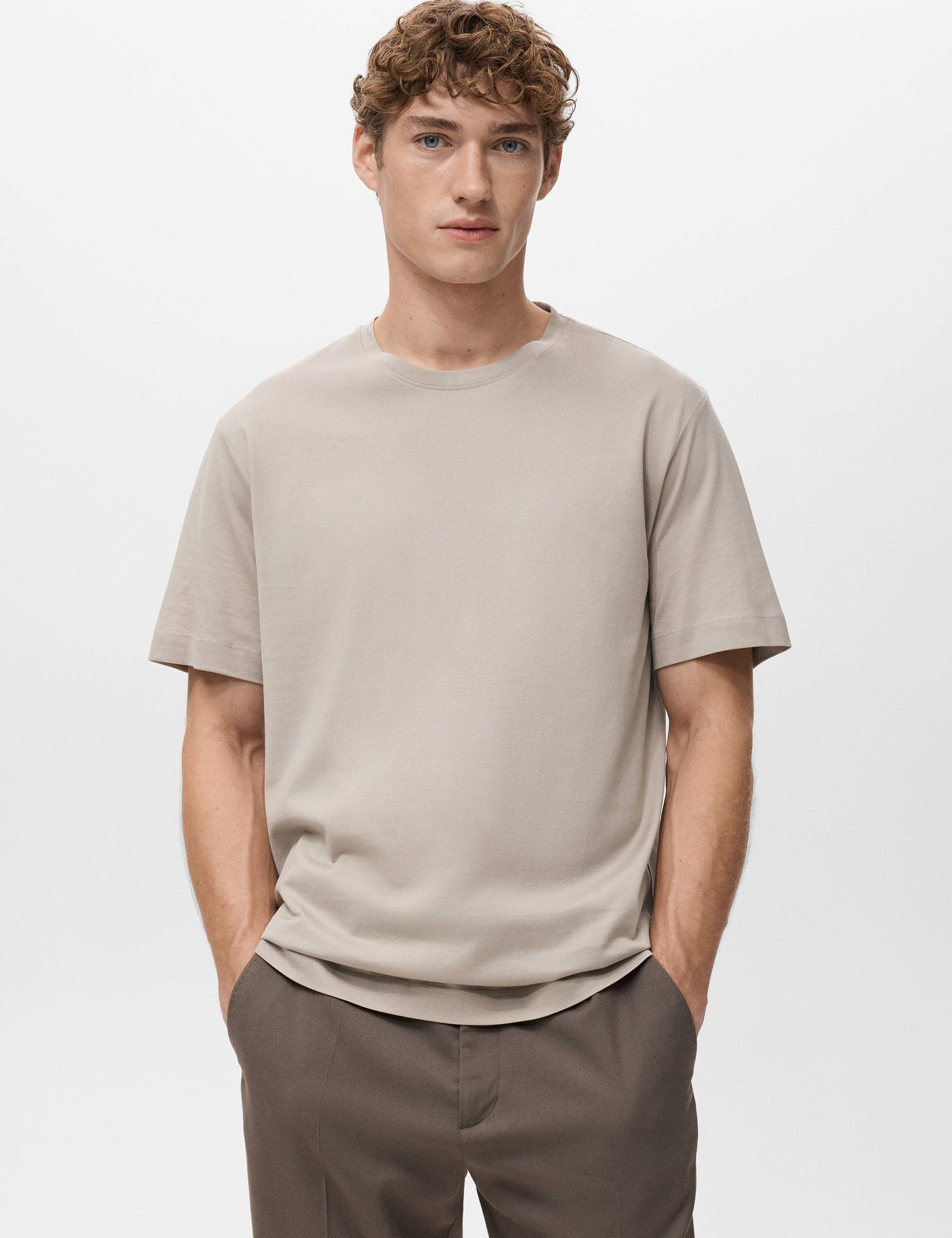 Mango t-shirt bellow in sand-002