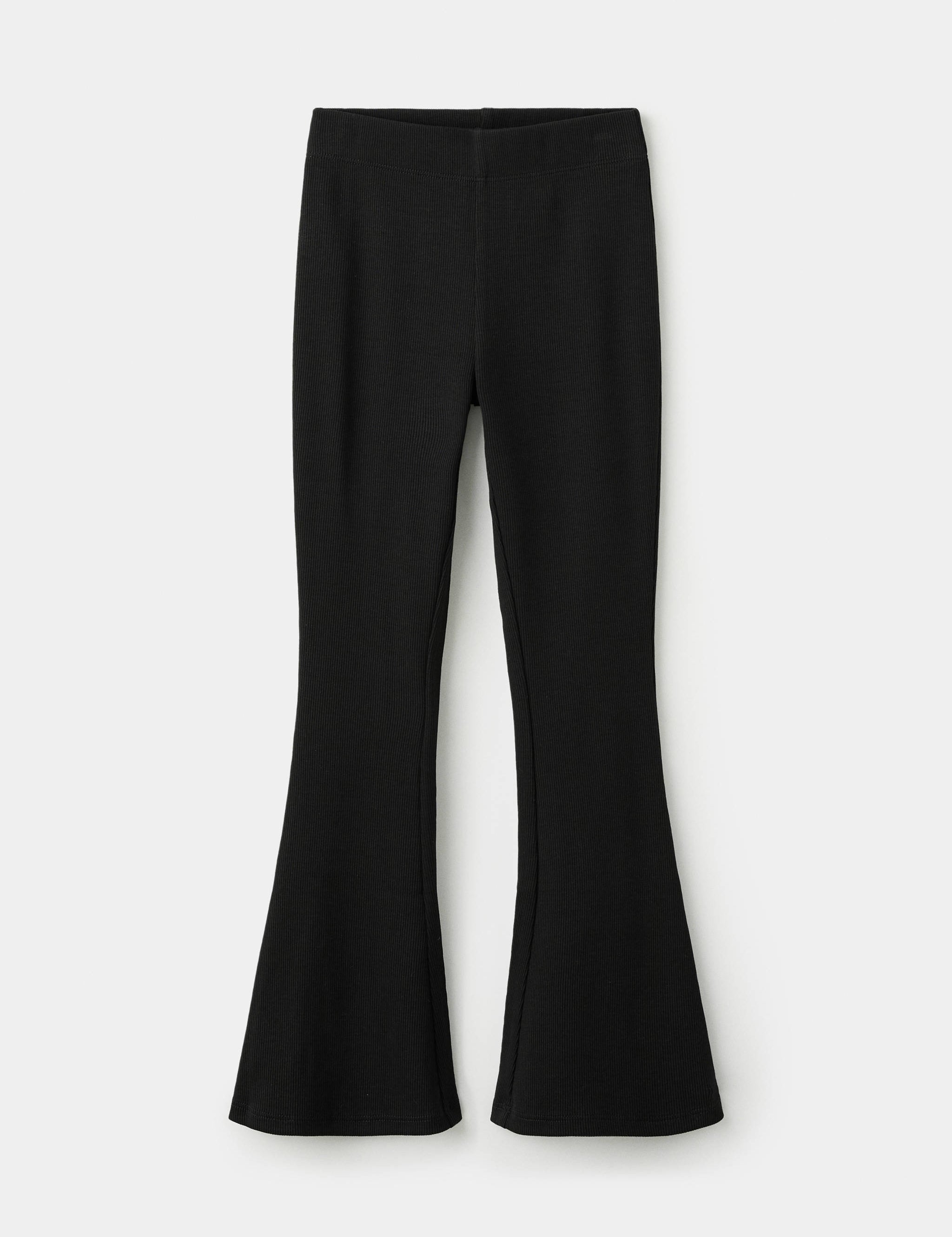 Mango leggings ribflare in black-021