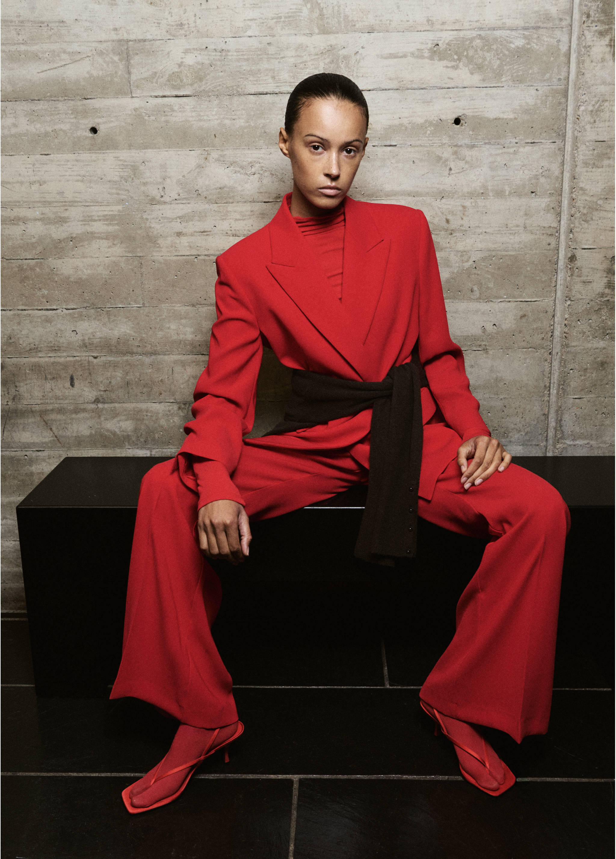 Mango trousers iguana in red-004