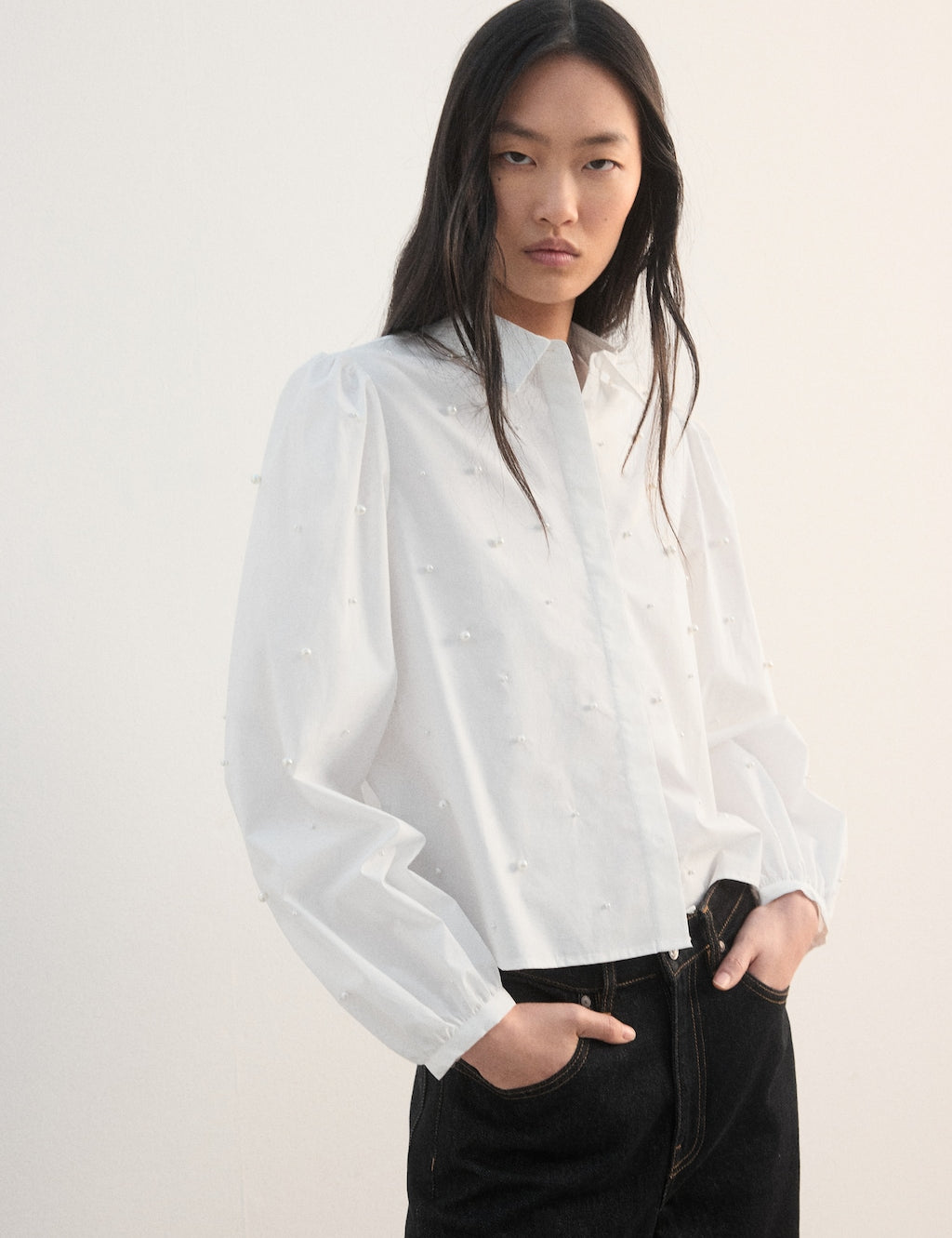 Mango blouse perle in white - Image 1