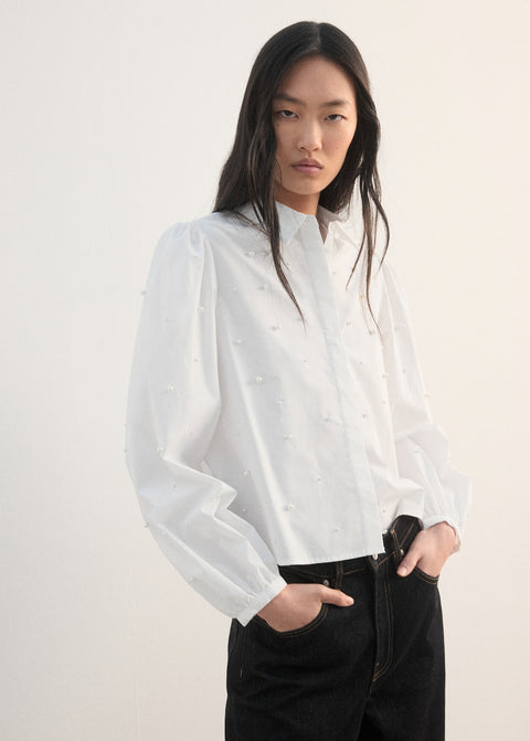 Mango blouse perle in white
