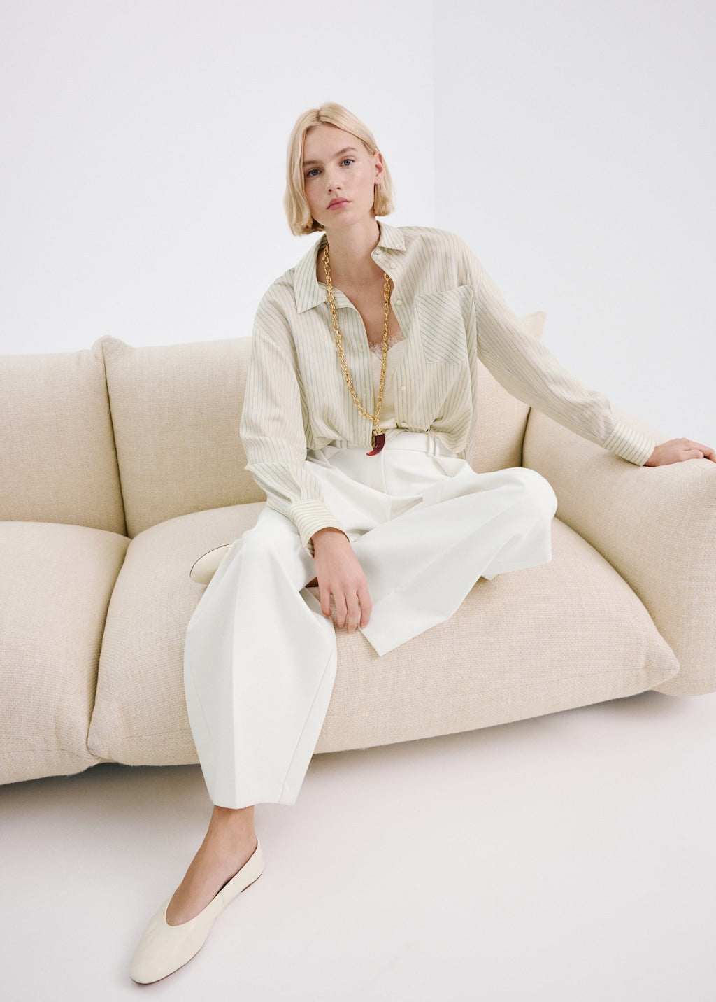 Mango shirt poke in pastel yellow - Image 5