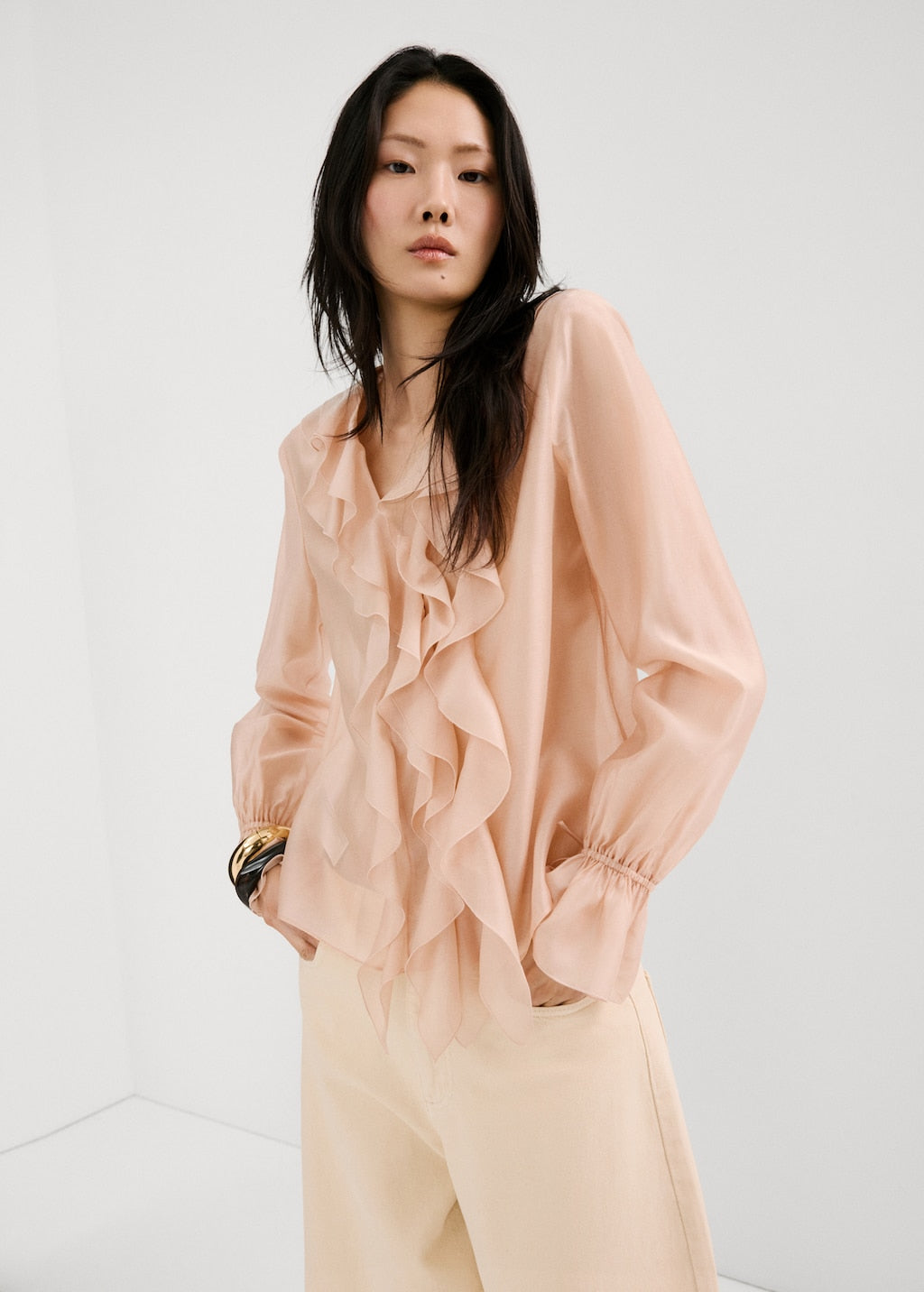 Mango blouse laila in pastel pink - Image 1
