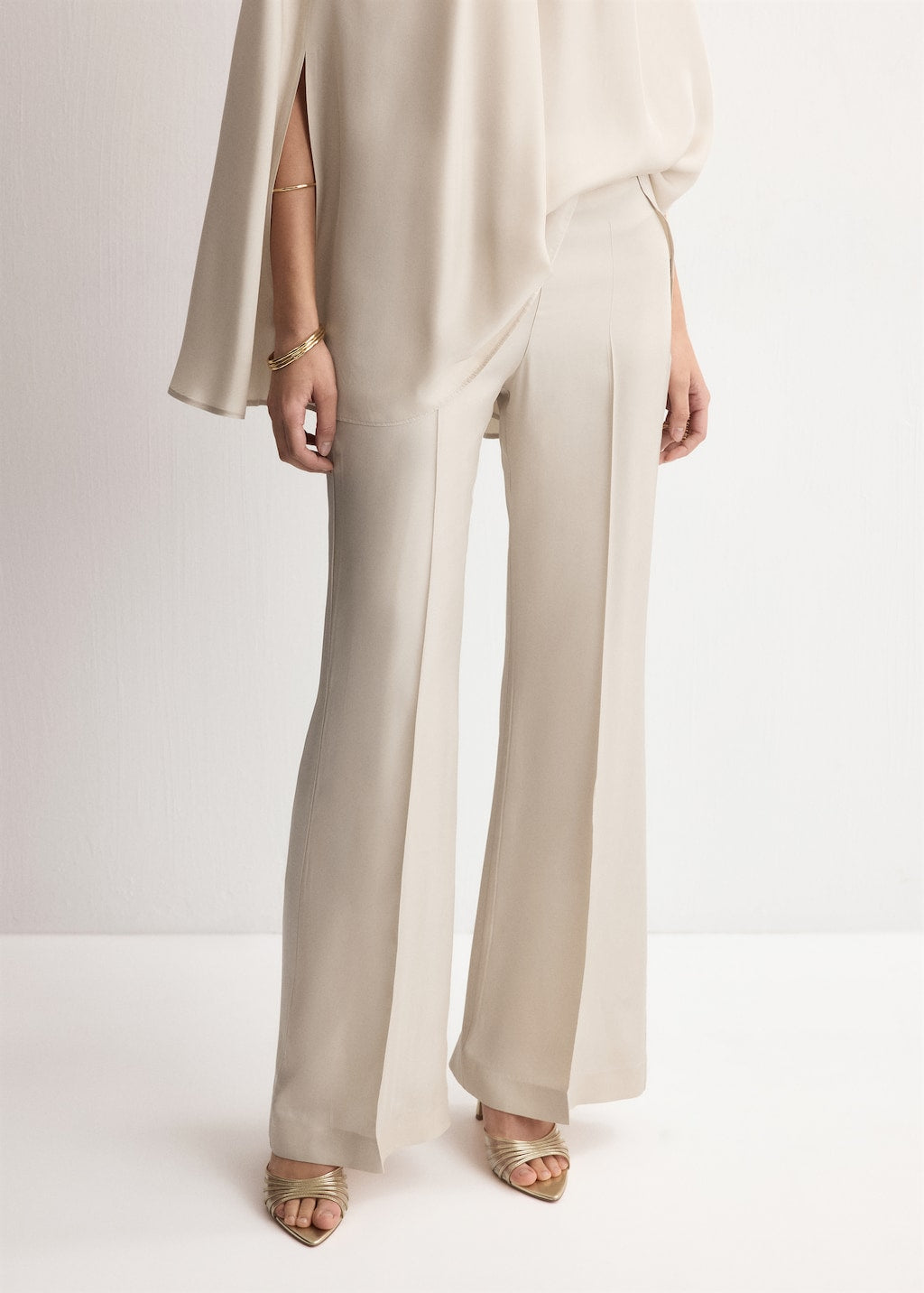 Mango trousers fleur in stone - Image 1