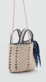 Mango mini bag macrame in sand - Image 1