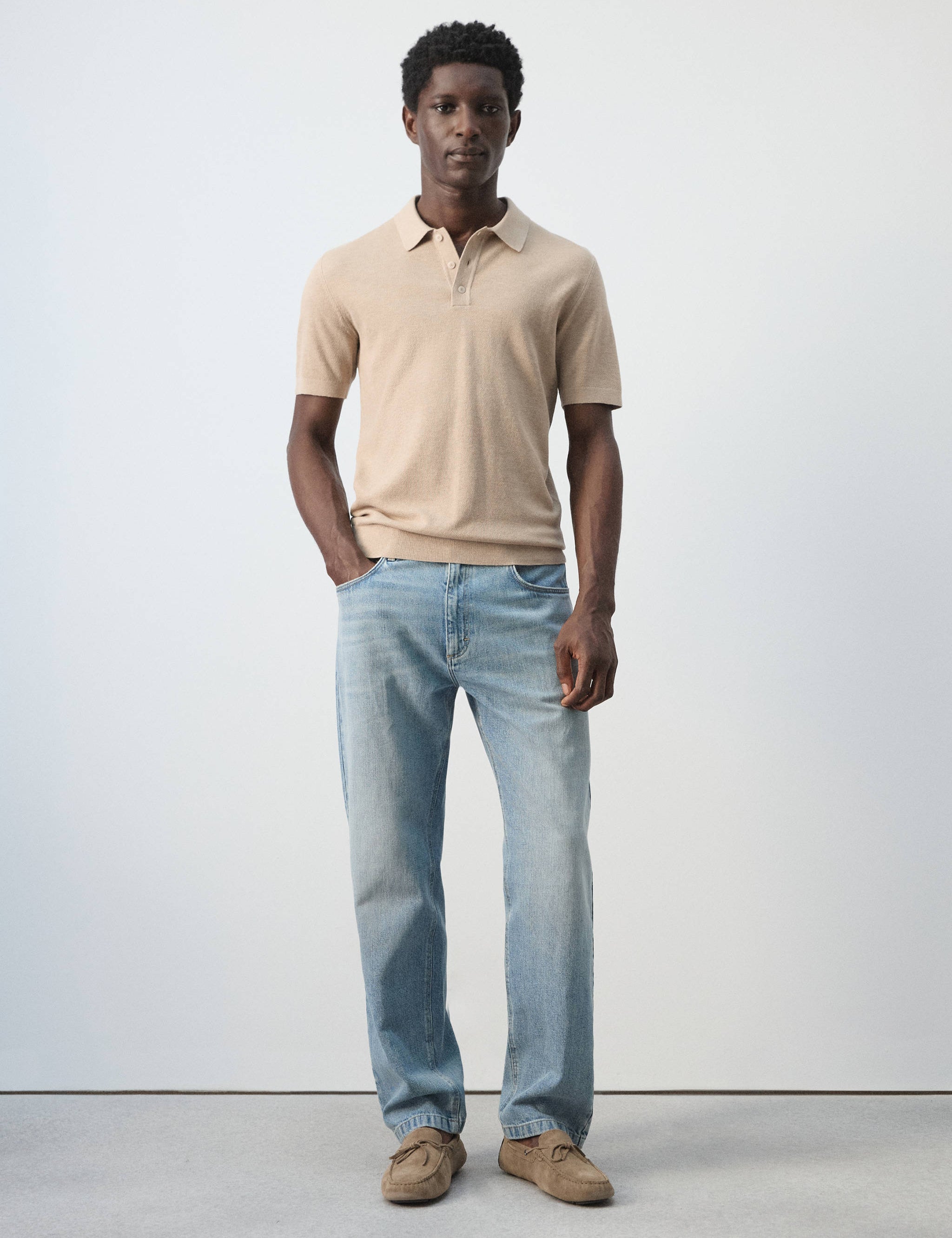 Mango poloshirt andrew in beige-001