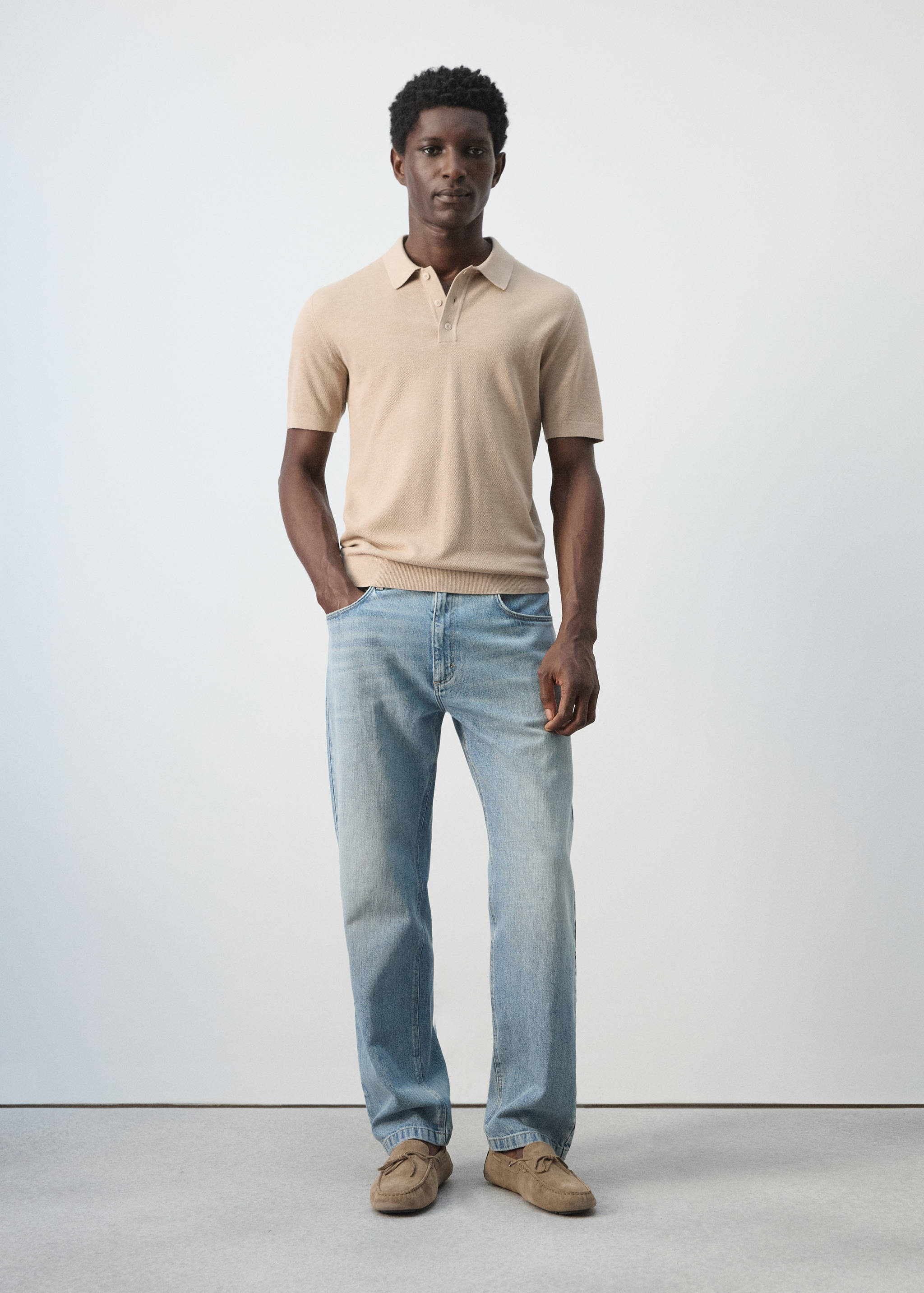 Mango poloshirt andrew in beige-001
