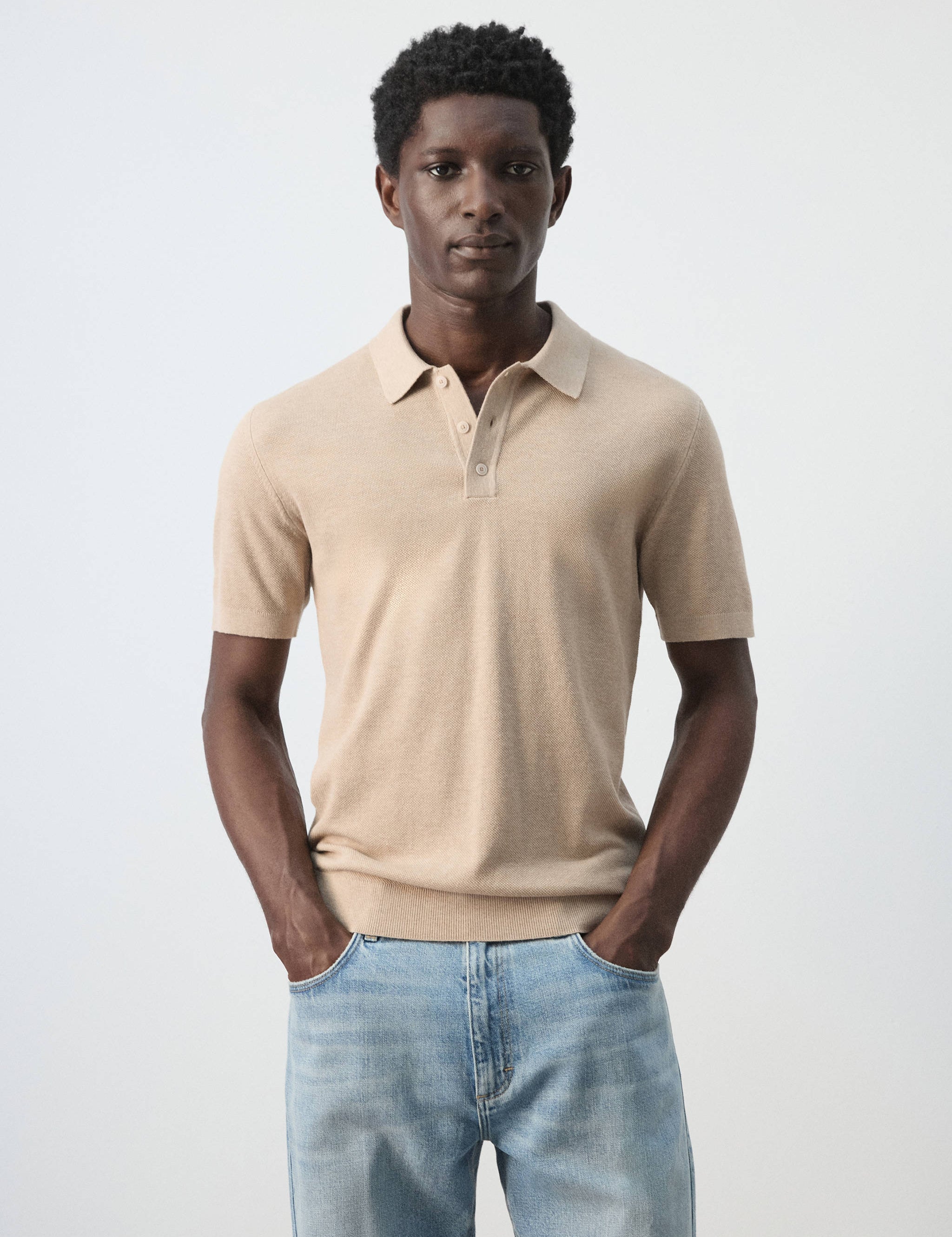 Mango poloshirt andrew in beige-002