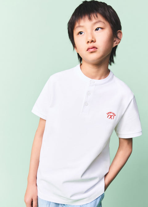 Mango poloshirt cyhanoi in white