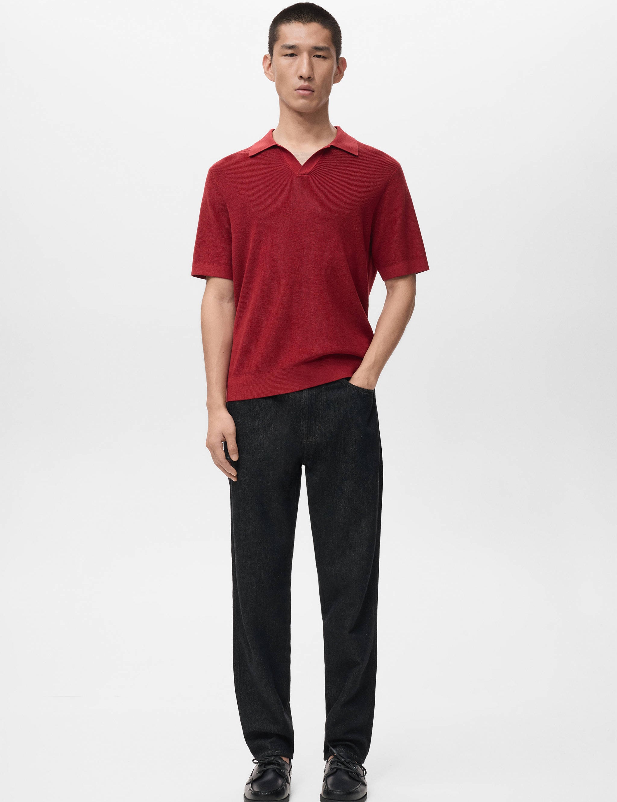 Mango poloshirt lino in red-001