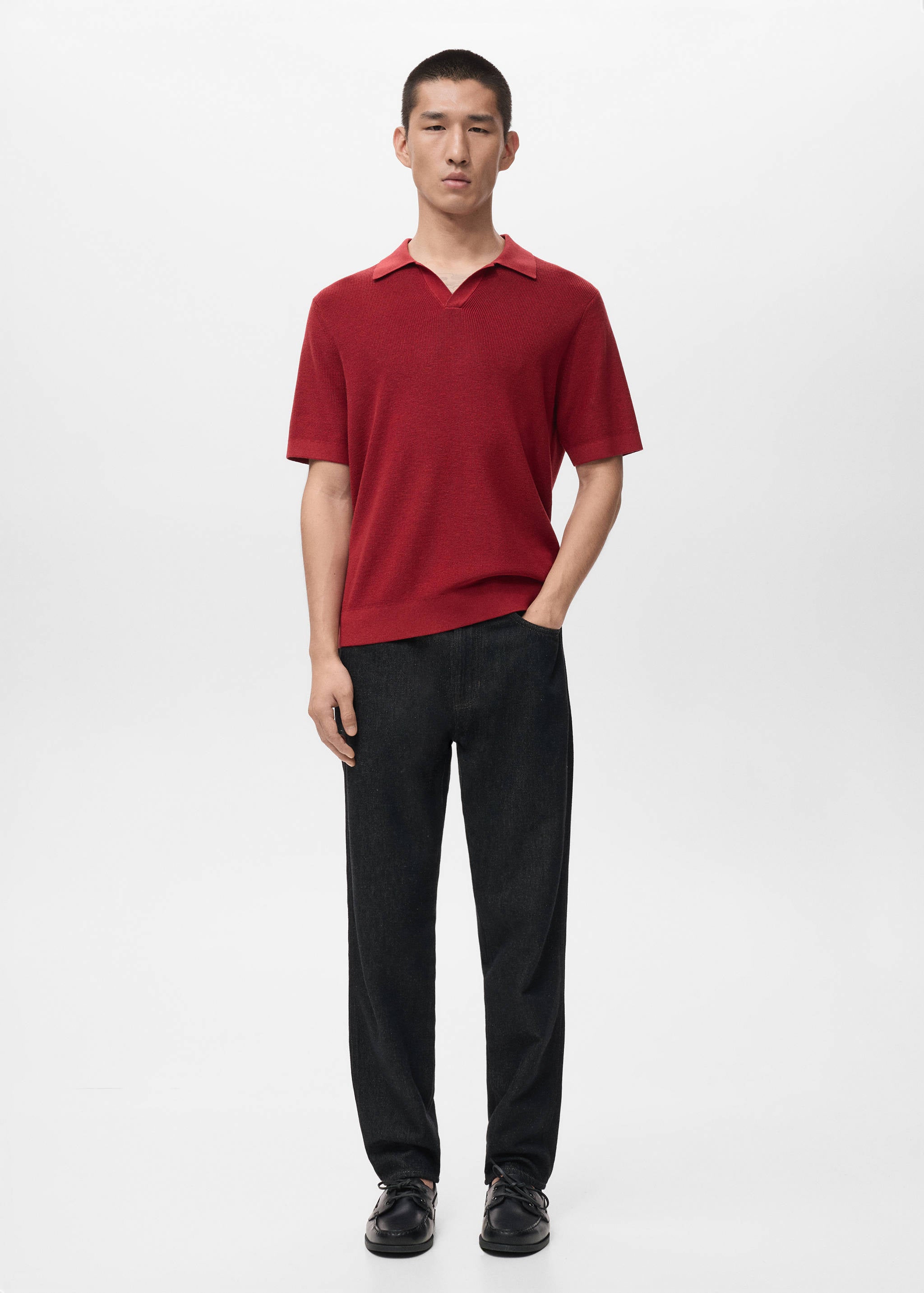 Mango poloshirt lino in red-001