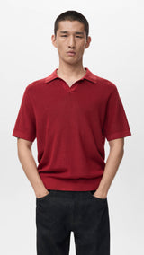 Mango poloshirt lino in red-002