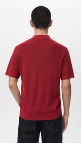 Mango poloshirt lino in red-003