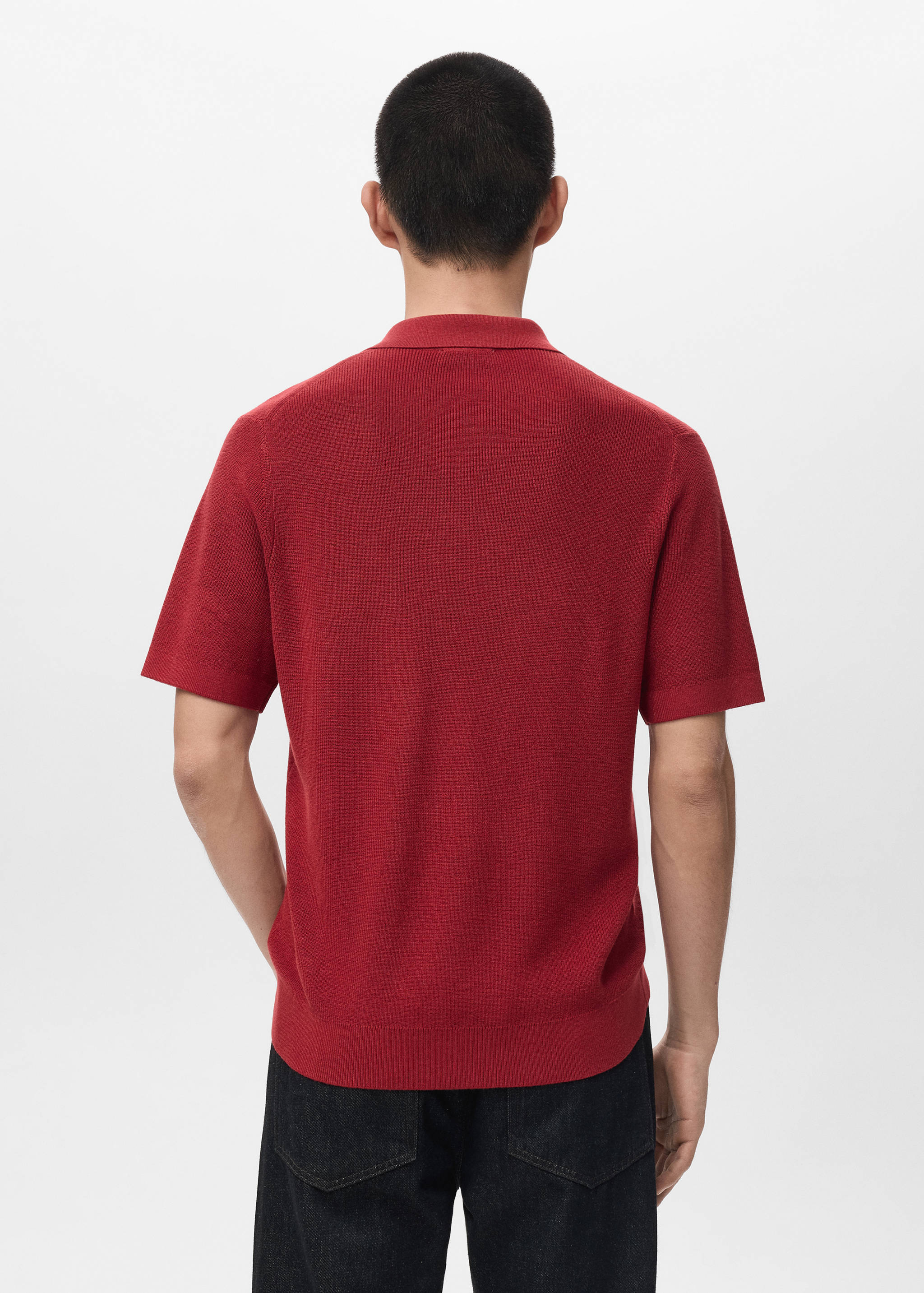 Mango poloshirt lino in red-003