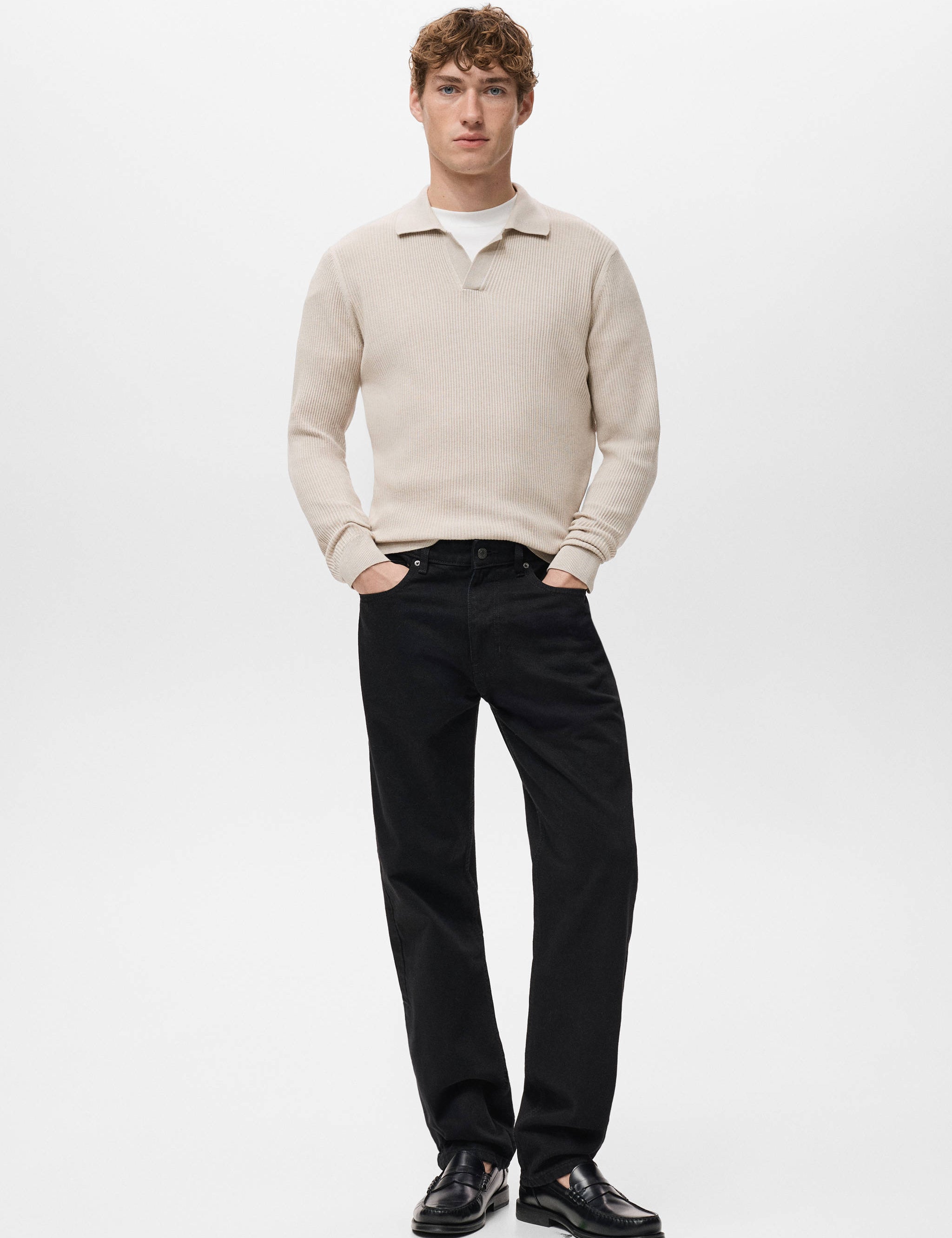 Mango poloshirt antiguas in beige-001