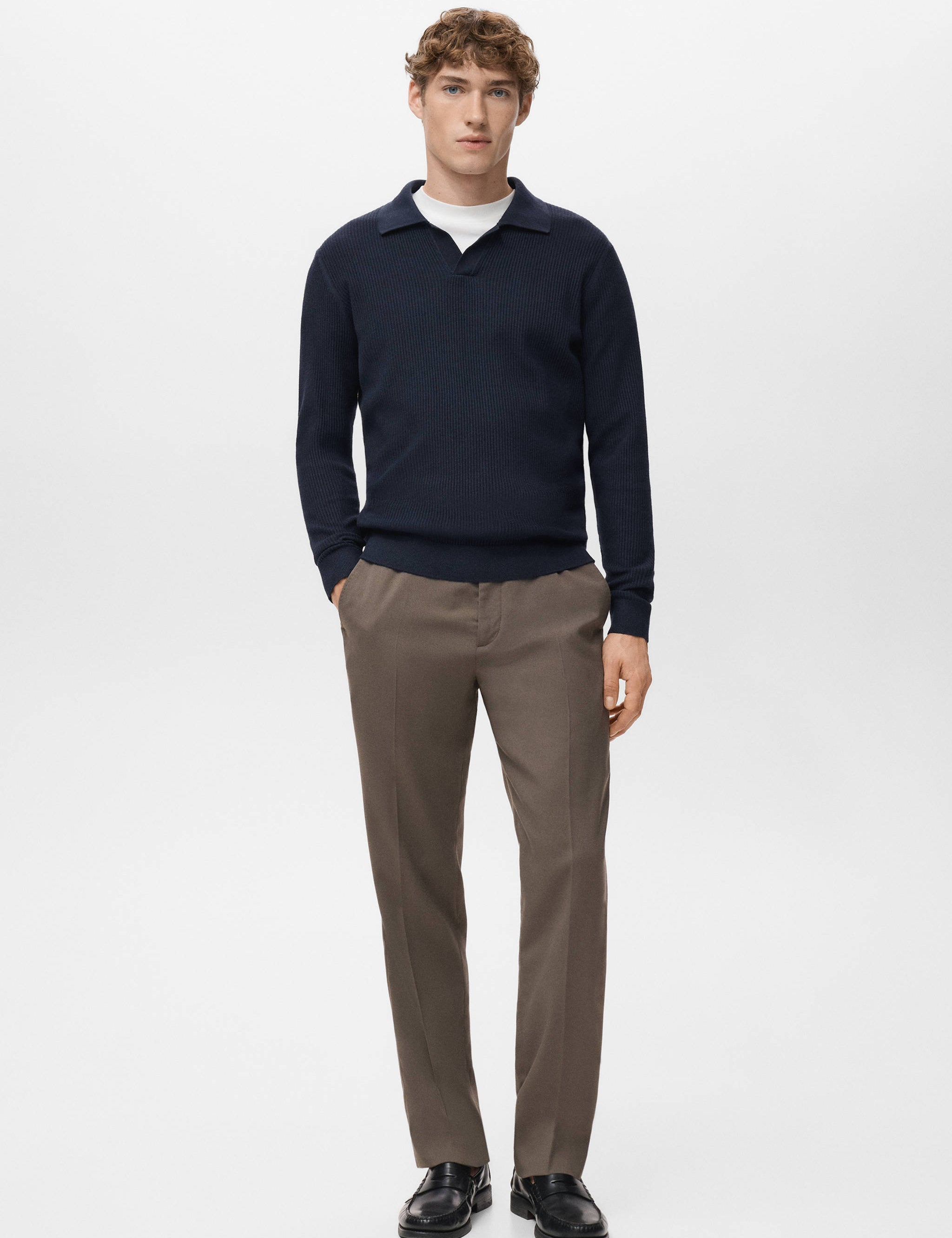 Mango poloshirt antiguas in navy-001