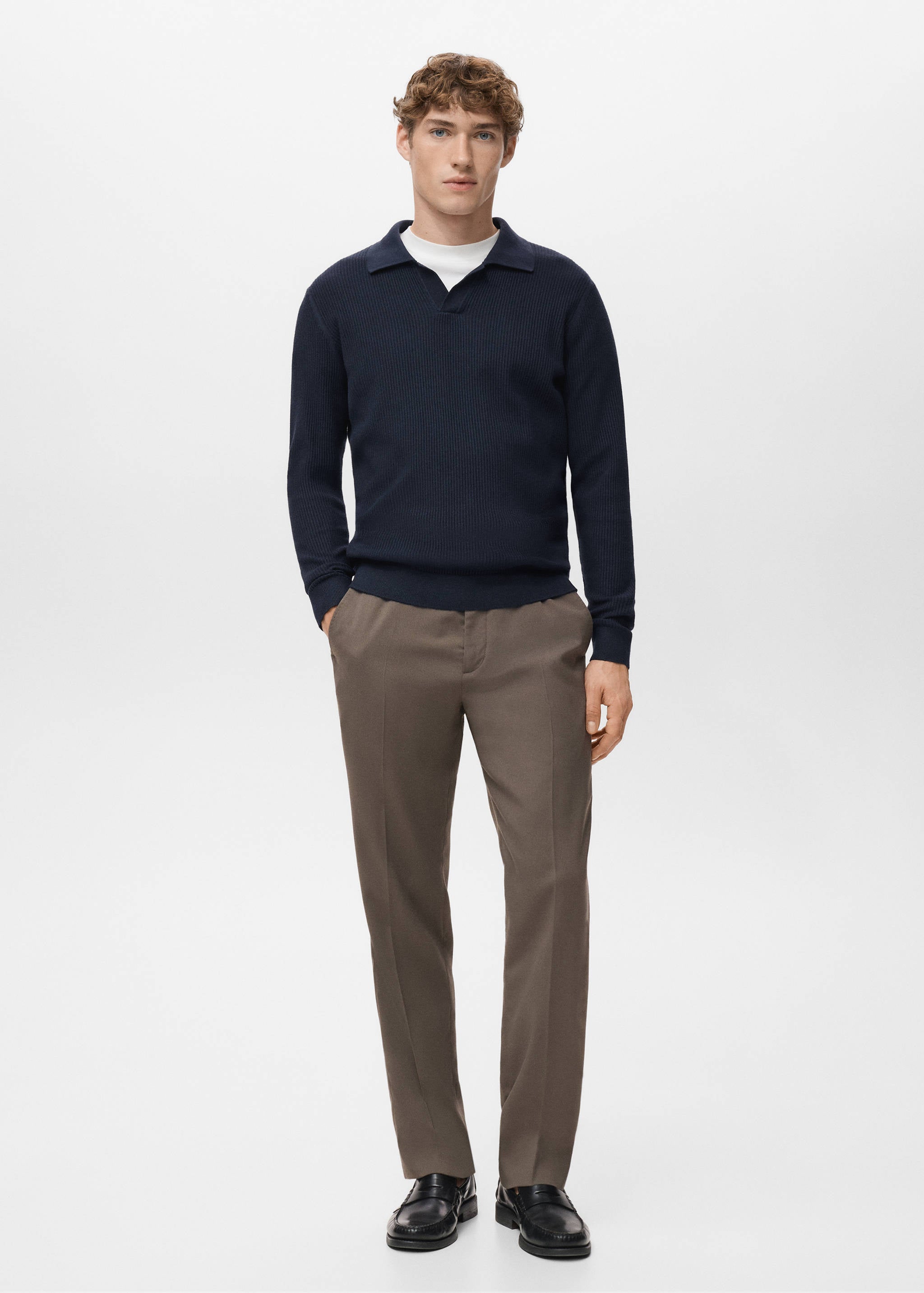 Mango poloshirt antiguas in navy-001