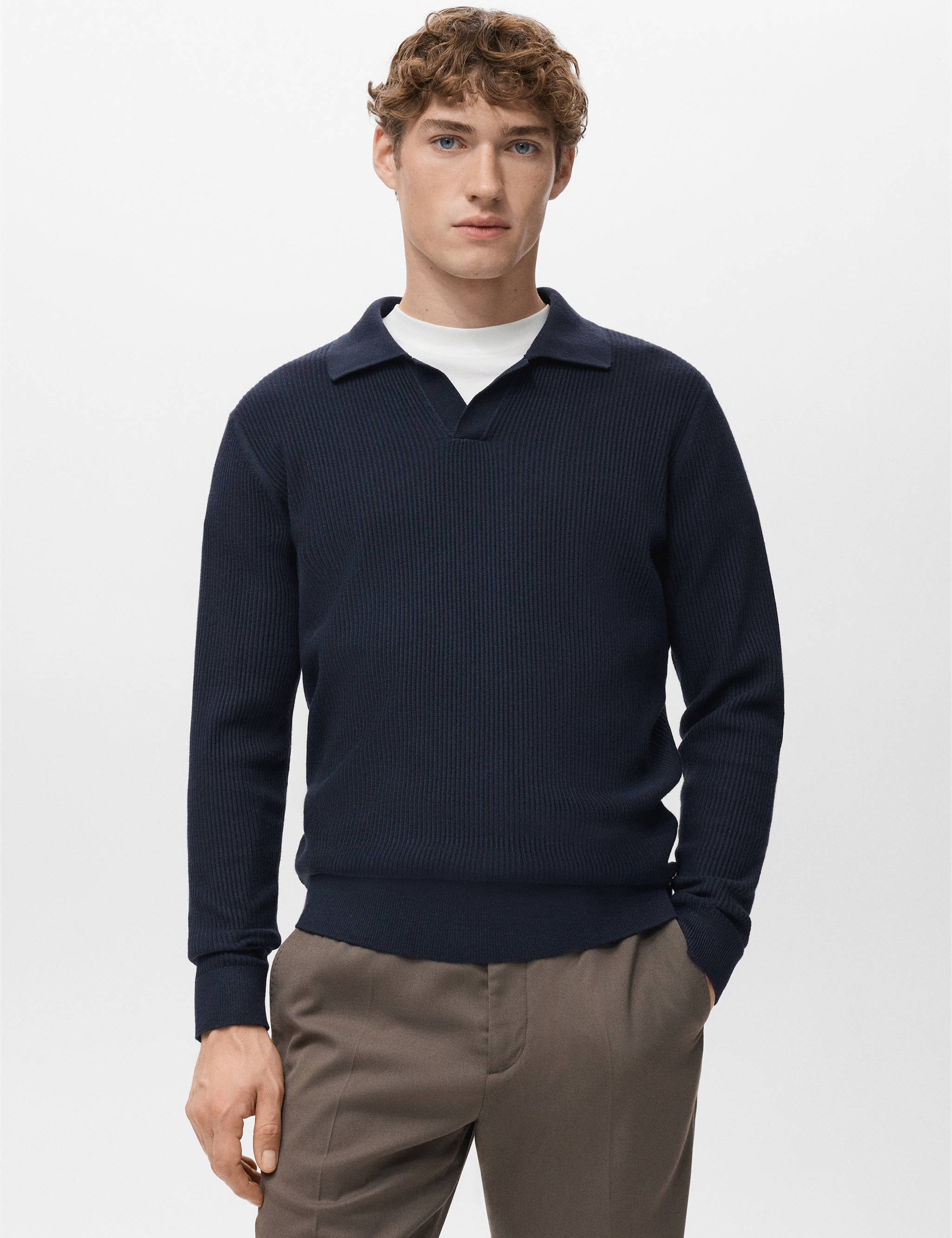 Mango poloshirt antiguas in navy-002