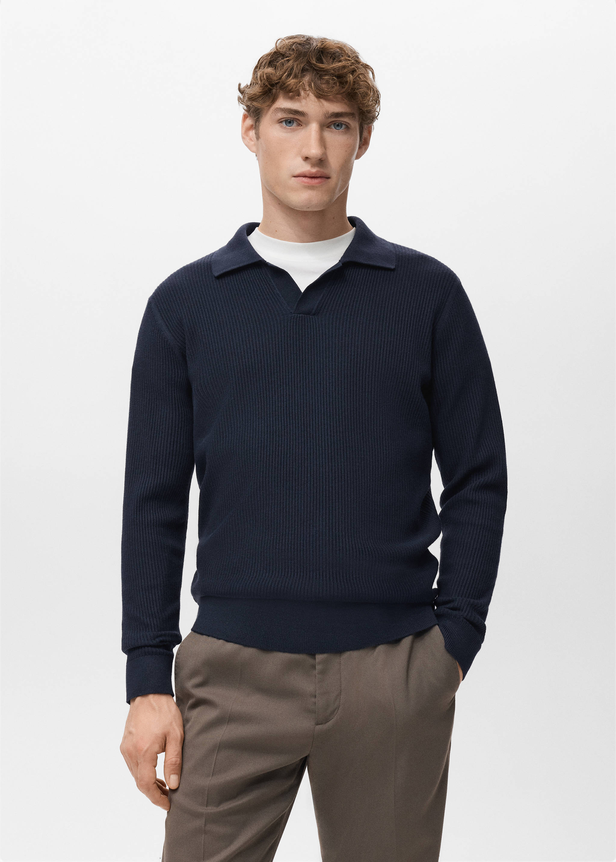 Mango poloshirt antiguas in navy-002