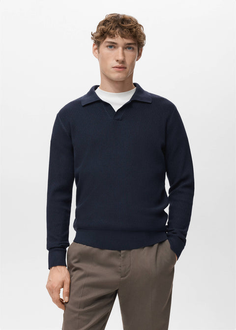 Mango poloshirt antiguas in navy