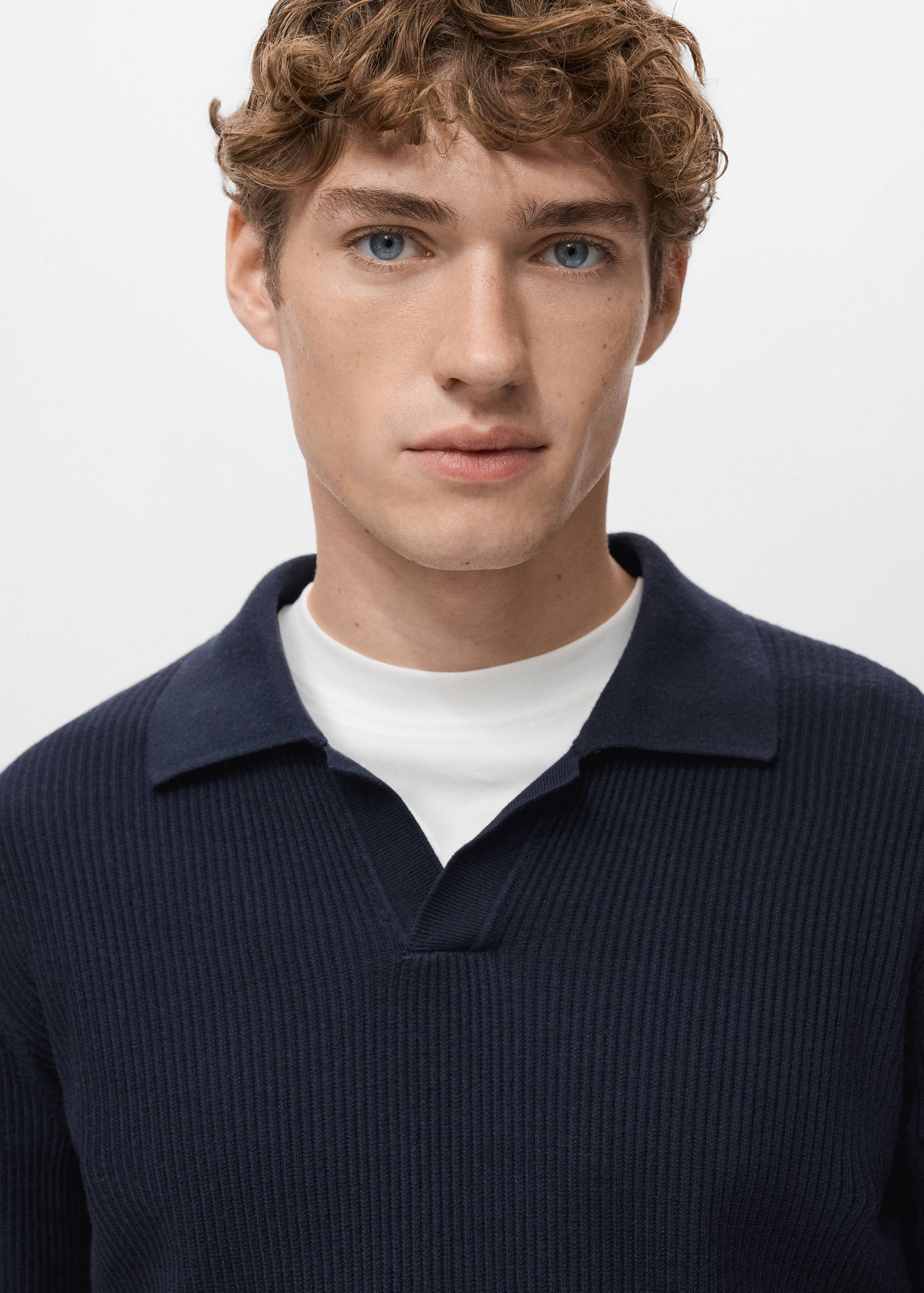 Mango poloshirt antiguas in navy-004