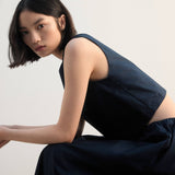 Mango top poppy in navy-008