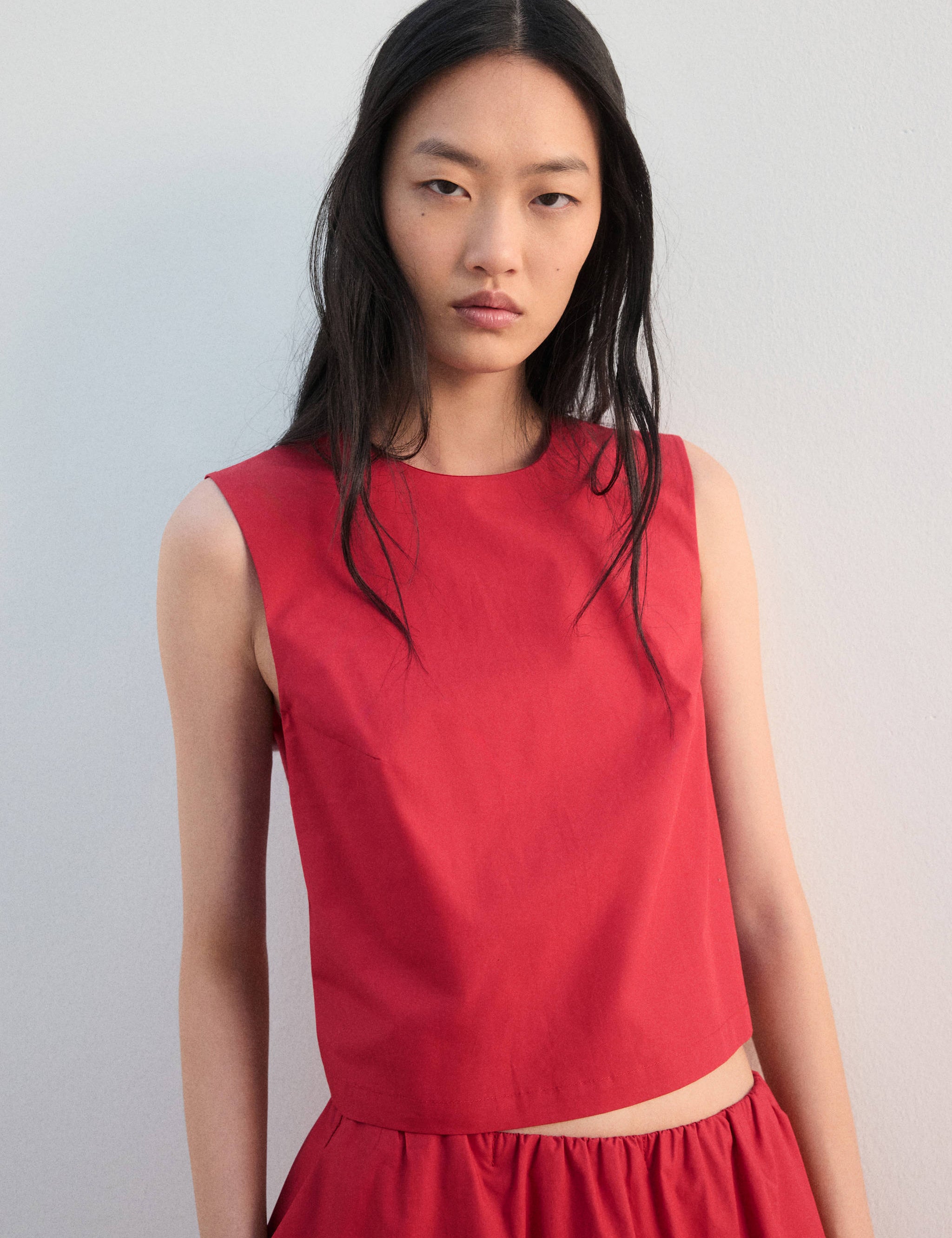 Mango top poppy in red-002