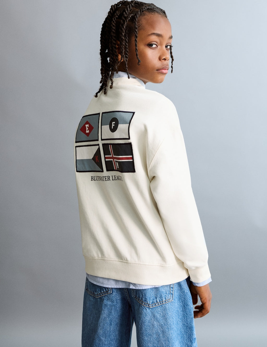 Mango sweatshirt fflag in off white - Image 1