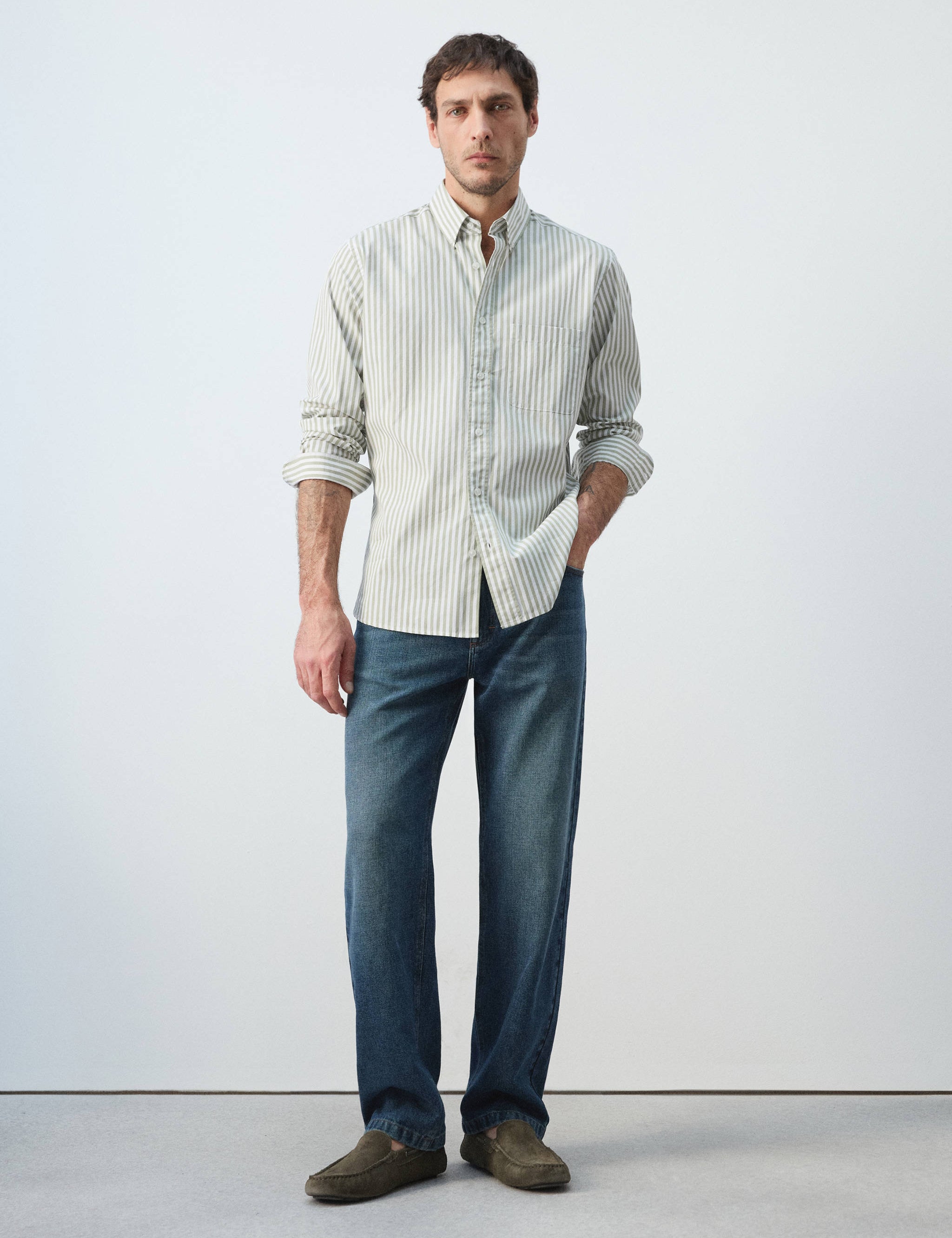 Mango shirt candela in pastel green-001