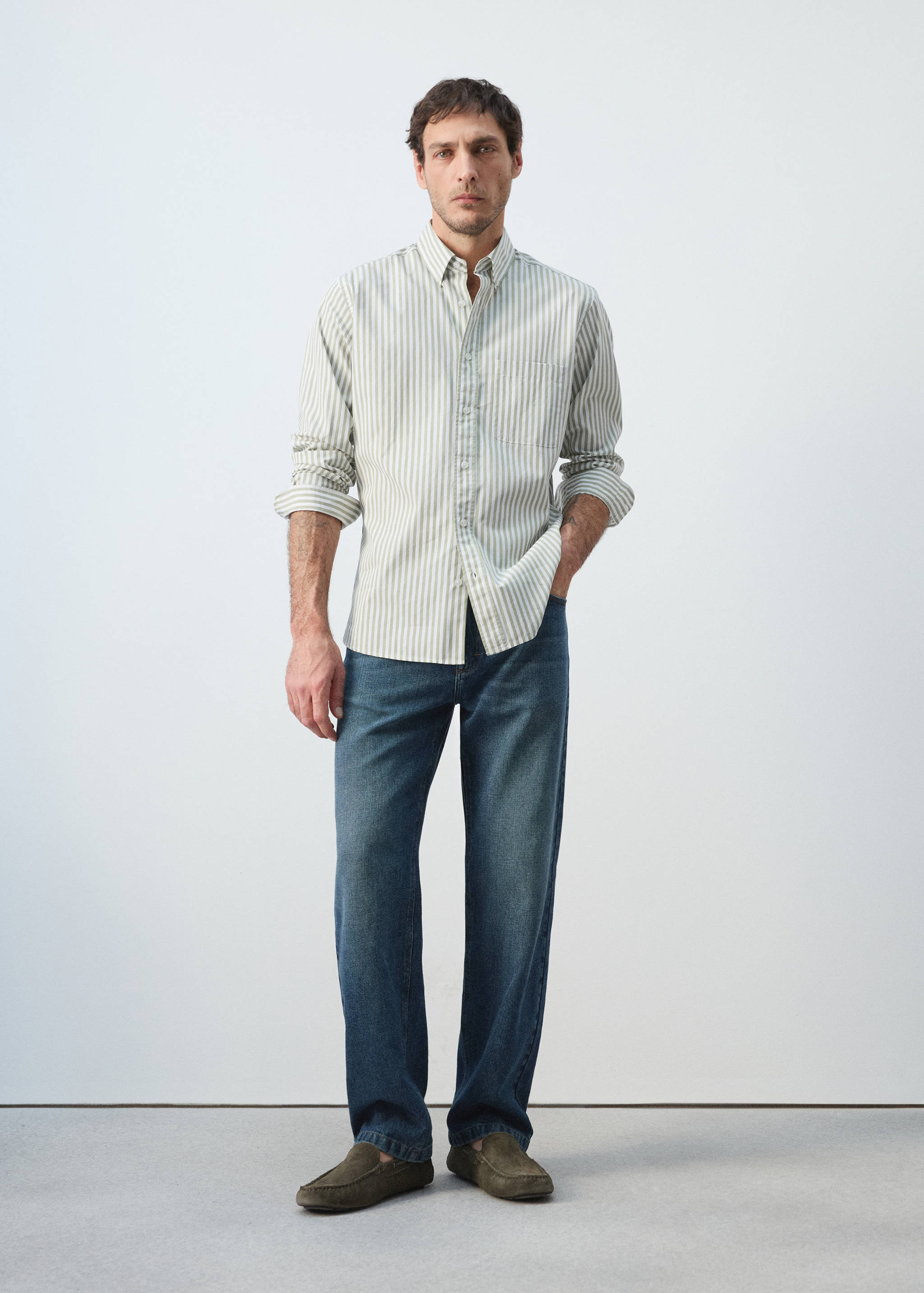 Mango shirt candela in pastel green-001