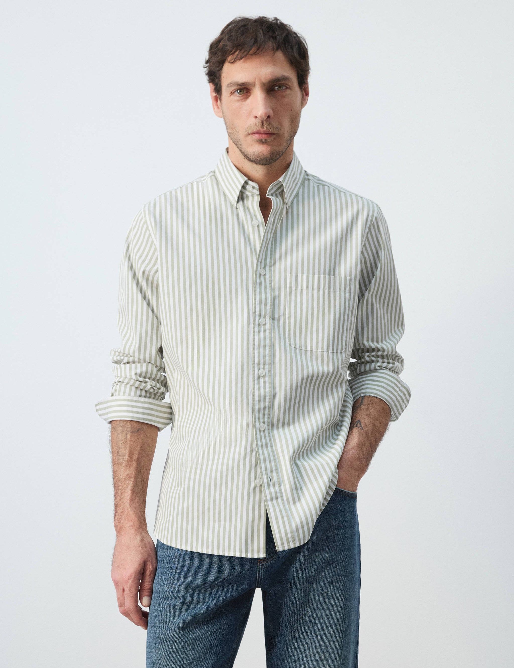 Mango shirt candela in pastel green-002