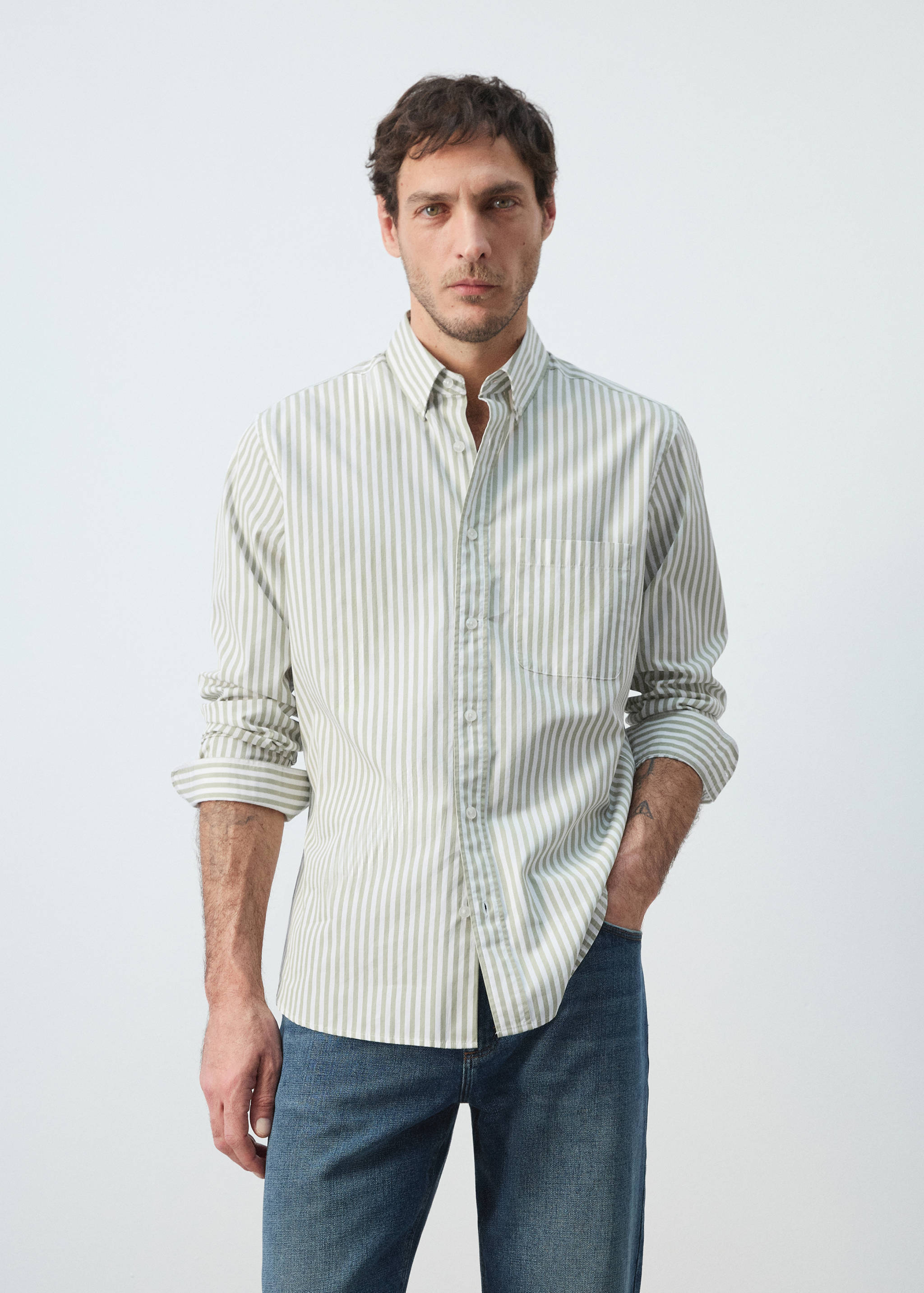 Mango shirt candela in pastel green-002