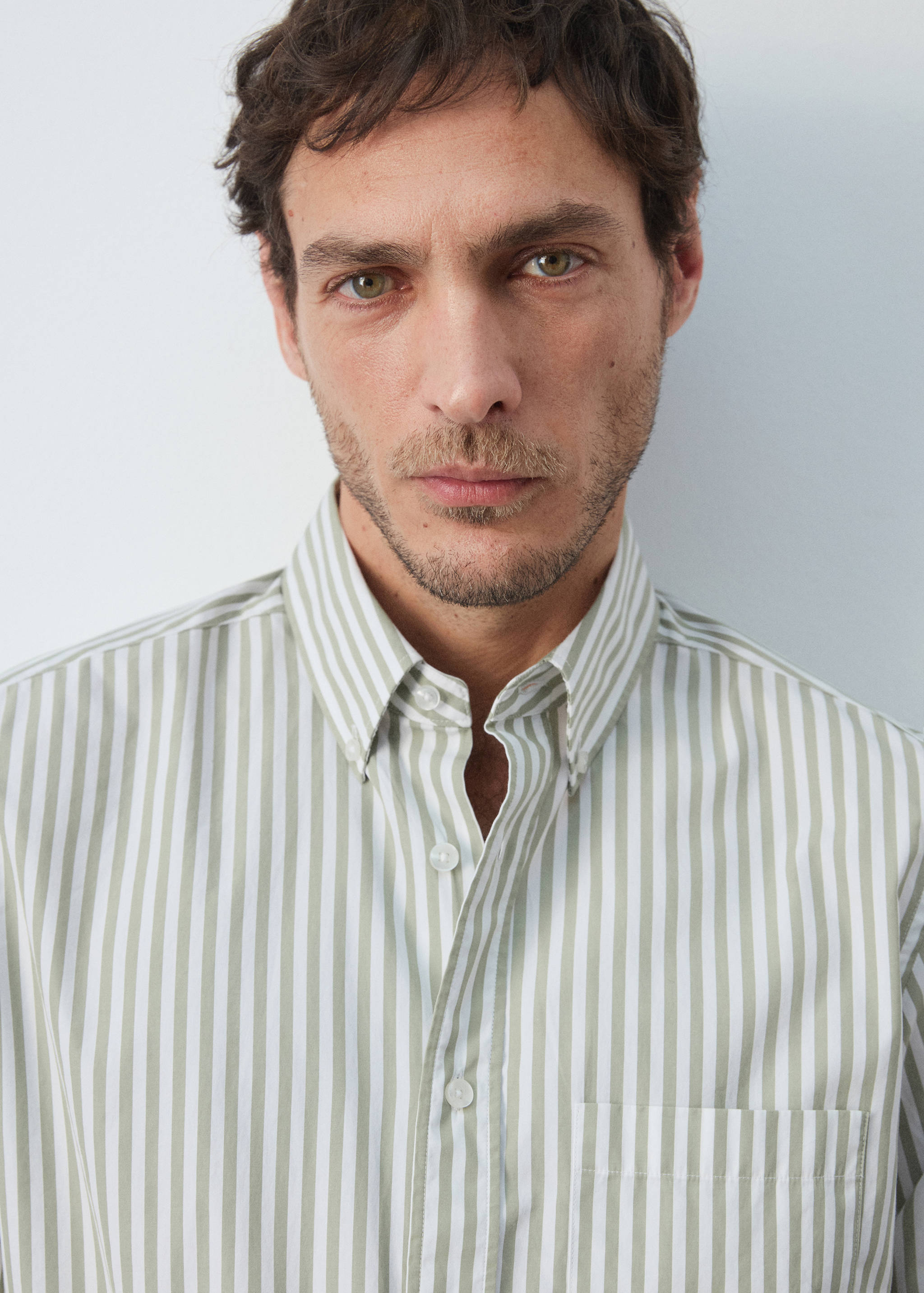 Mango shirt candela in pastel green-004